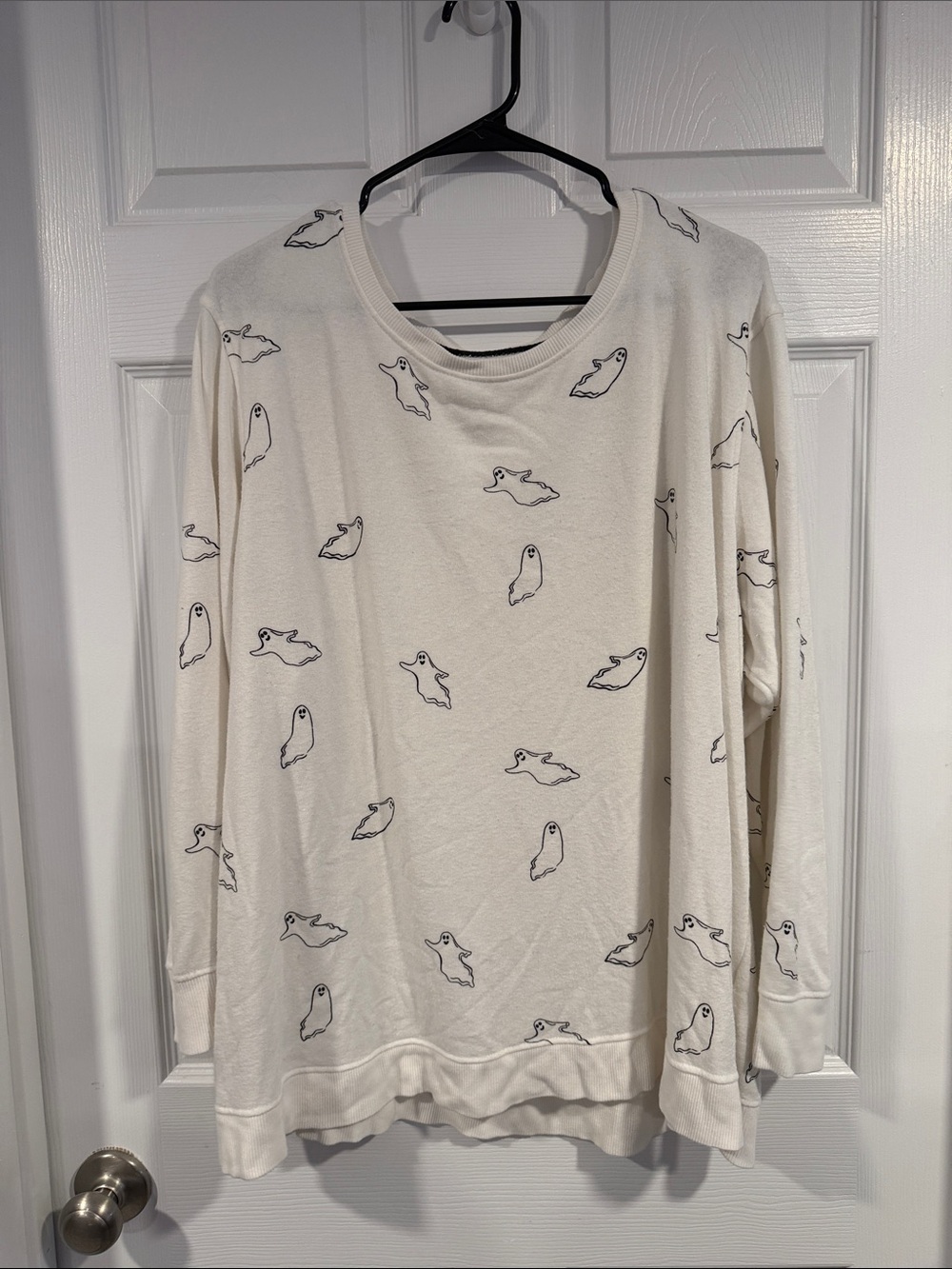 Cream Ghost Print Crewneck Sweater